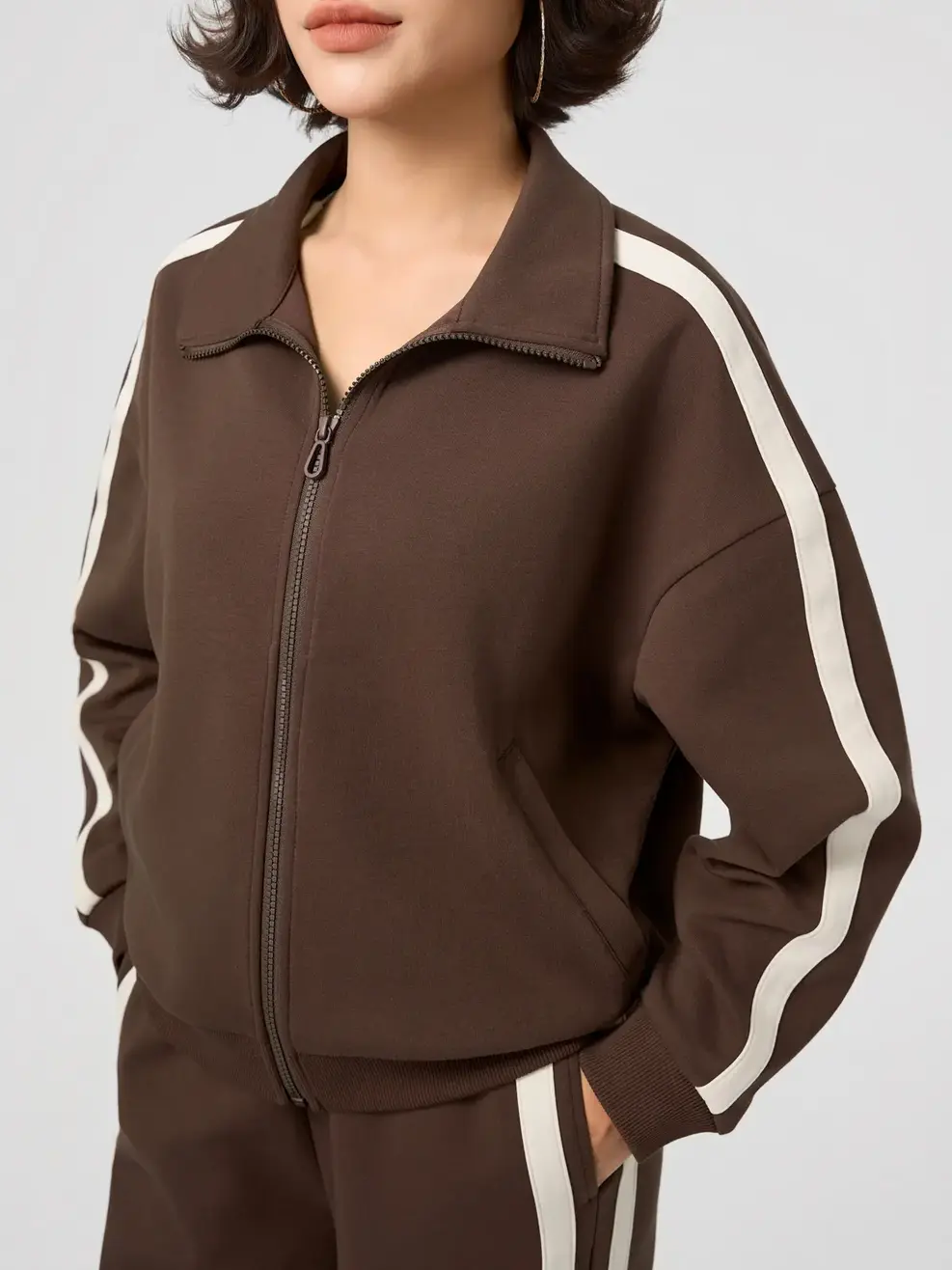 Bộ Đồ Nữ Áo Khoác Phối Màu - NÂU 147 - S