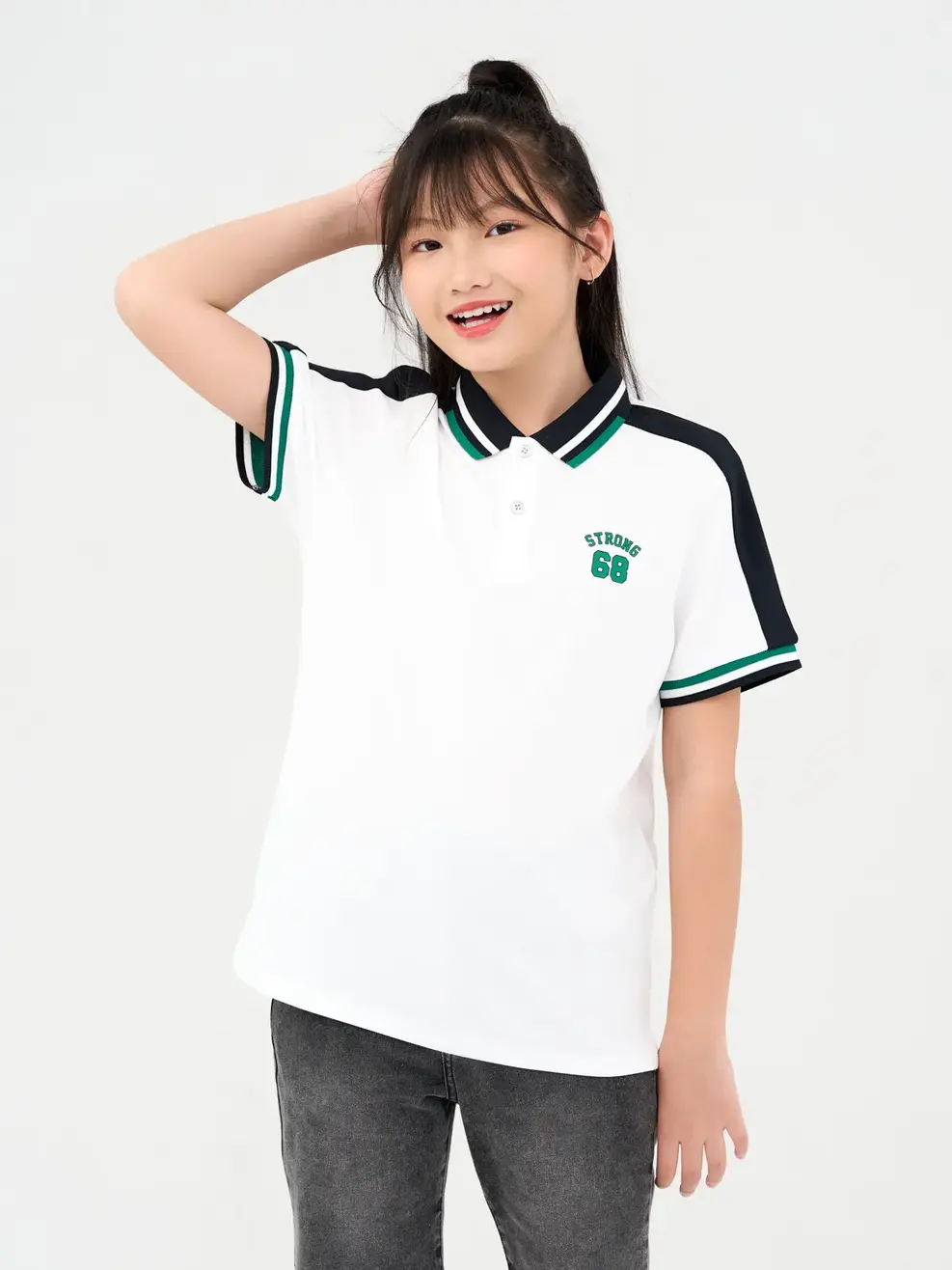 Polo Trẻ Em Cafe Phối Tay - Trắng phối đen - 8