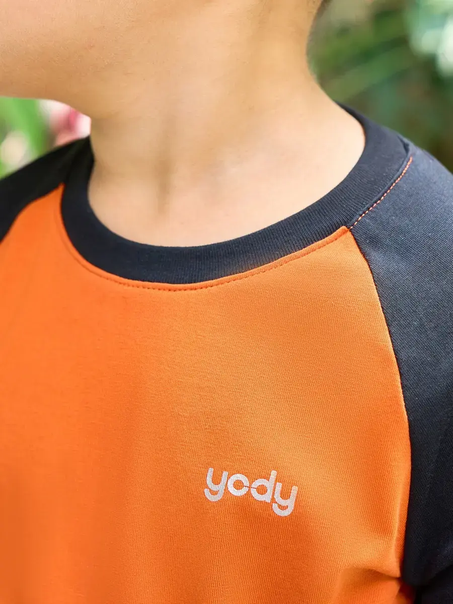 Bộ đồ kid tay raglan - Cam phối đen - 4
