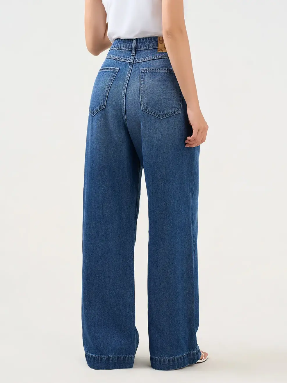 Quần Jeans Nữ Wide Leg Cạp Cao - Màu chàm 002 - 28