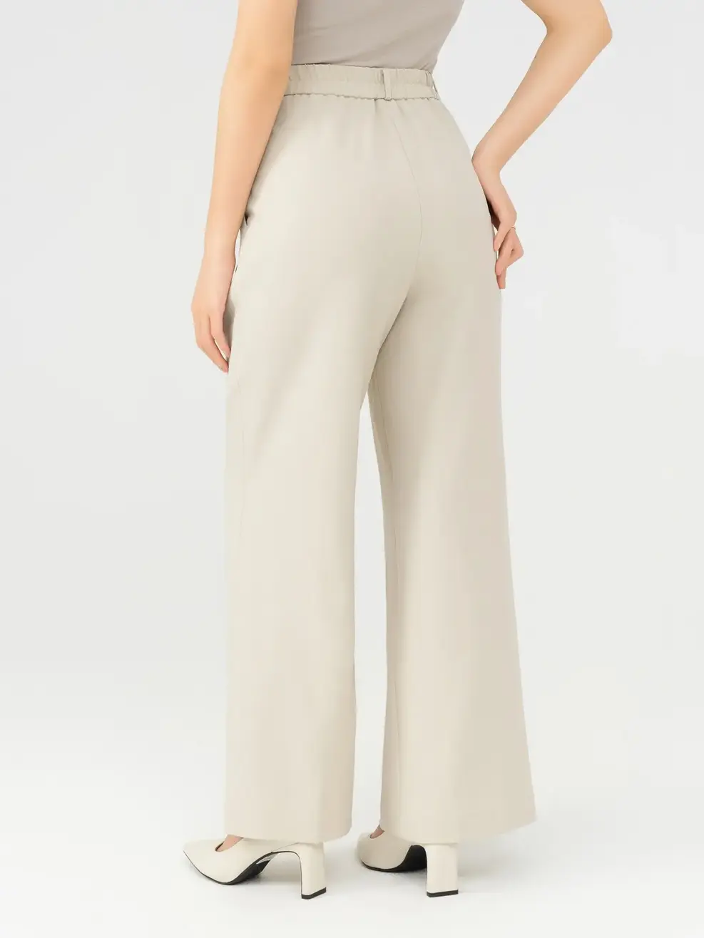 Quần Âu Nữ Suông 1 Ly Dài Chun Sau - Be - S