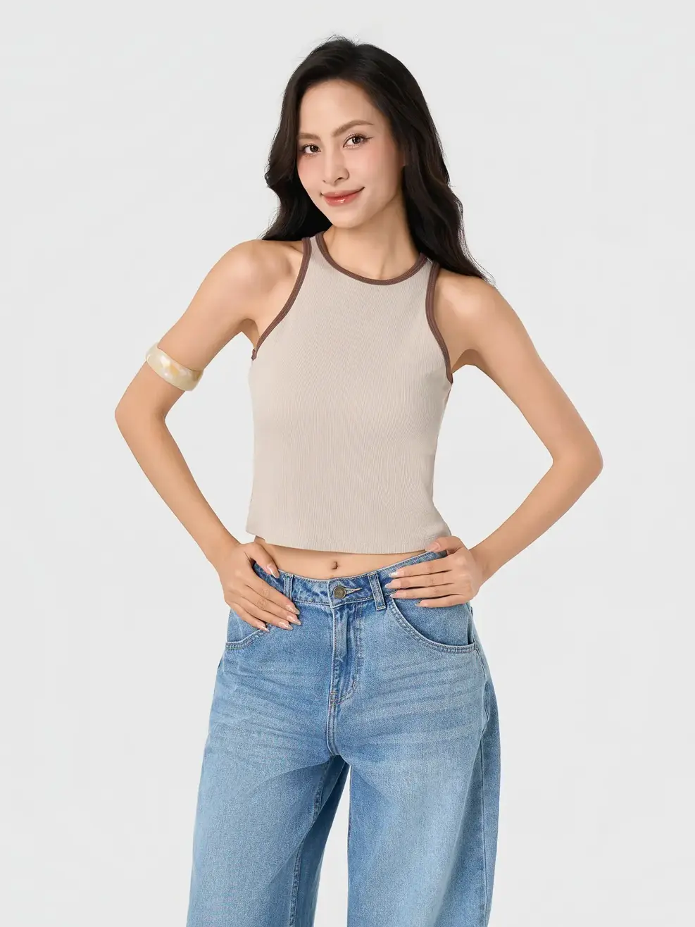 Áo Ba Lỗ Nữ In Hình -  Be 192 - S