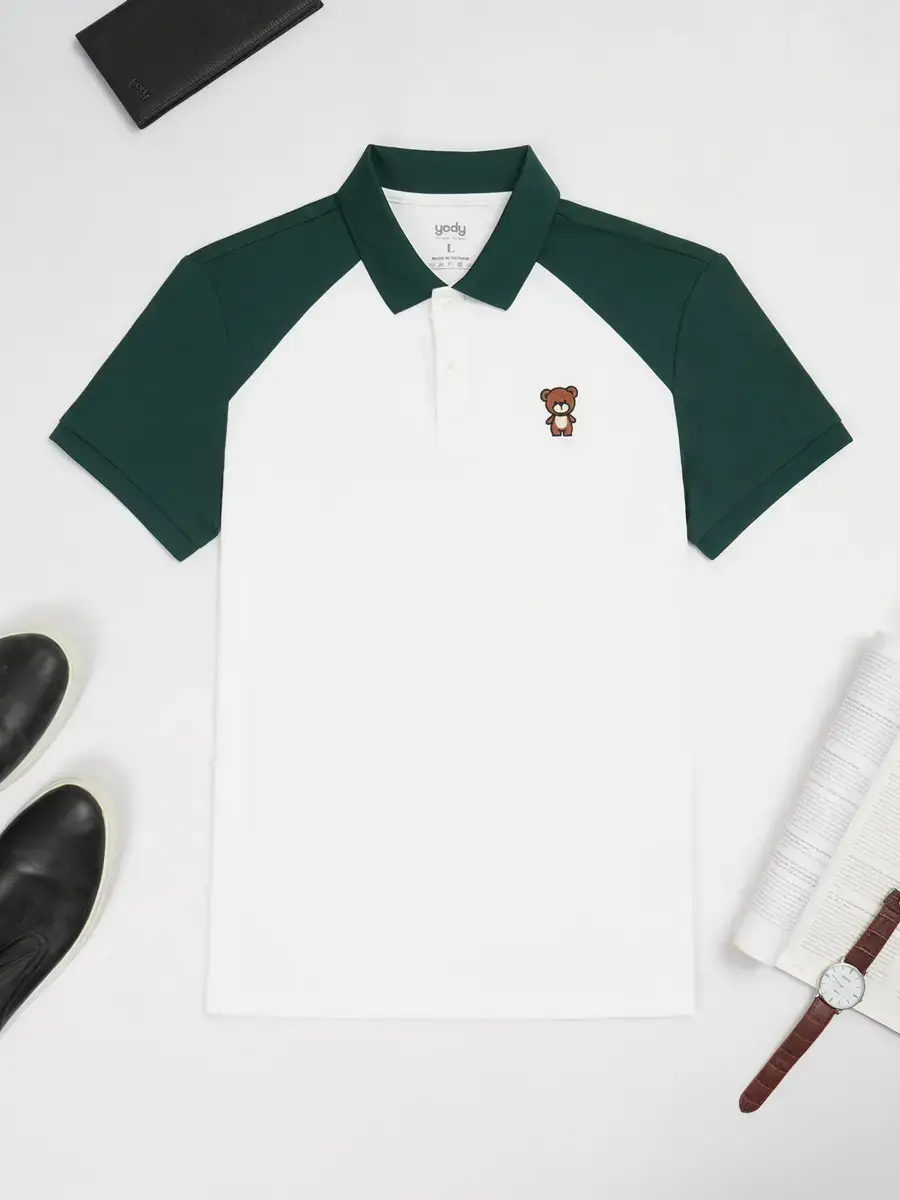 Polo nam café gia đình gấu - Xanh rêu - 4XL