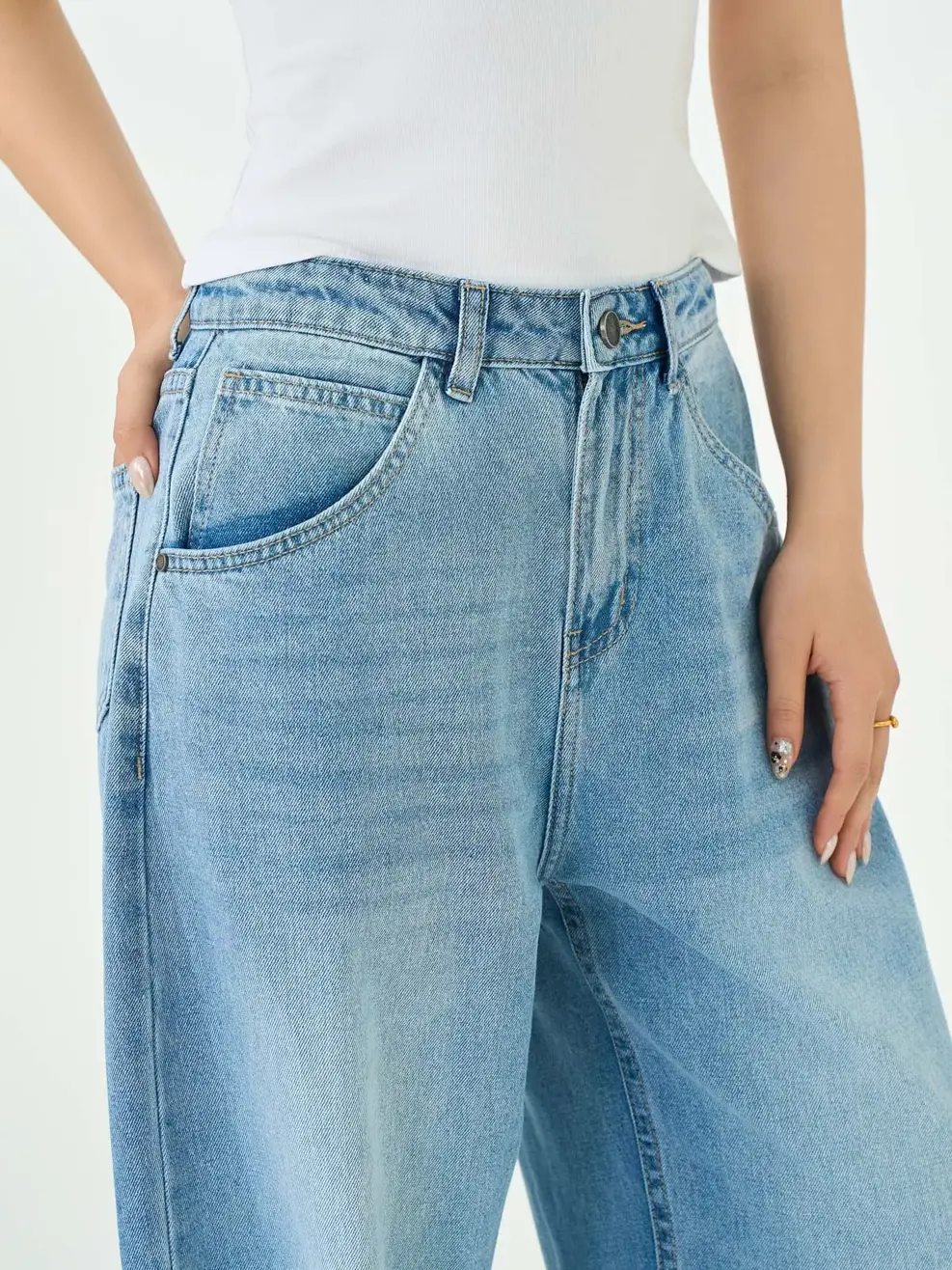 Quần Jeans Nữ Barrel Light Weight - Màu chàm 003 - 26