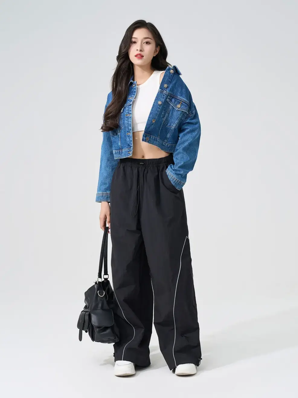 Áo Khoác Jeans Nữ Crop Cơ Bản - xanh trung - S