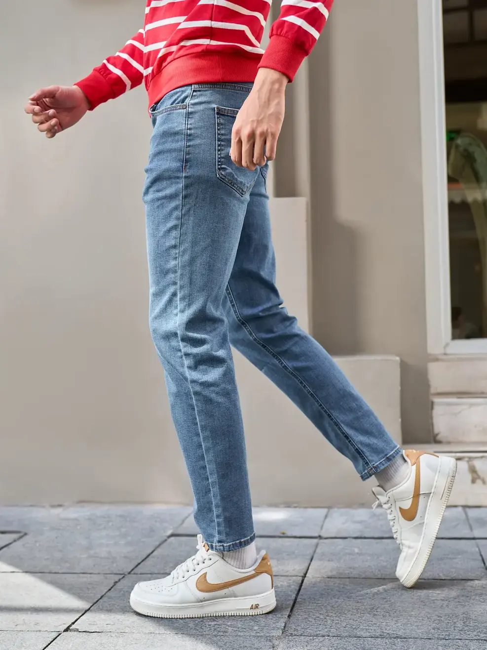 Quần Jeans Nam Slimfit Lycra Co Giãn Mác Dệt - Xanh - 28