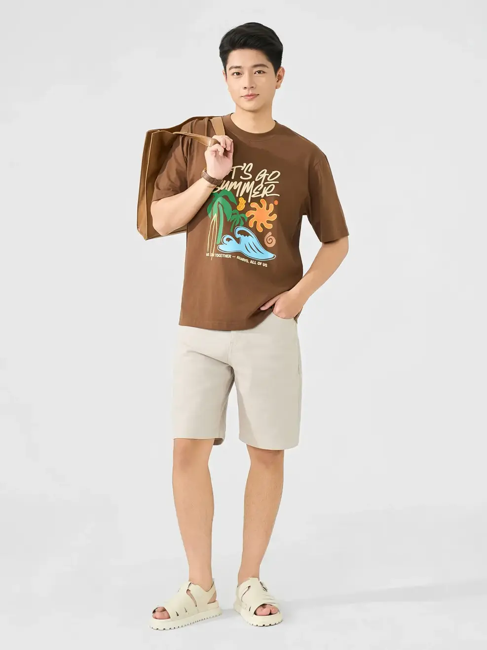 Áo Phông Let's Go Summer - Nâu 123 - L