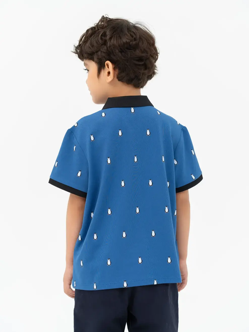 Áo Polo Trẻ Em Mắt Chim In Chim Cánh Cụt - Xanh - 2