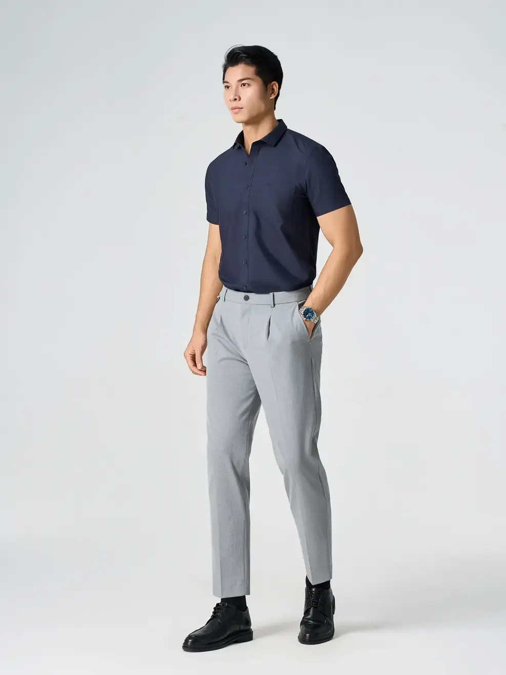 Áo Sơ Mi Nam Cộc Tay Túi 3M (SNM5005) - TÍM THAN 069 - M