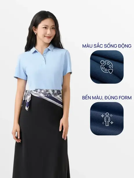 Áo Polo Nữ Regular Cổ Ép Có Xẻ Tà