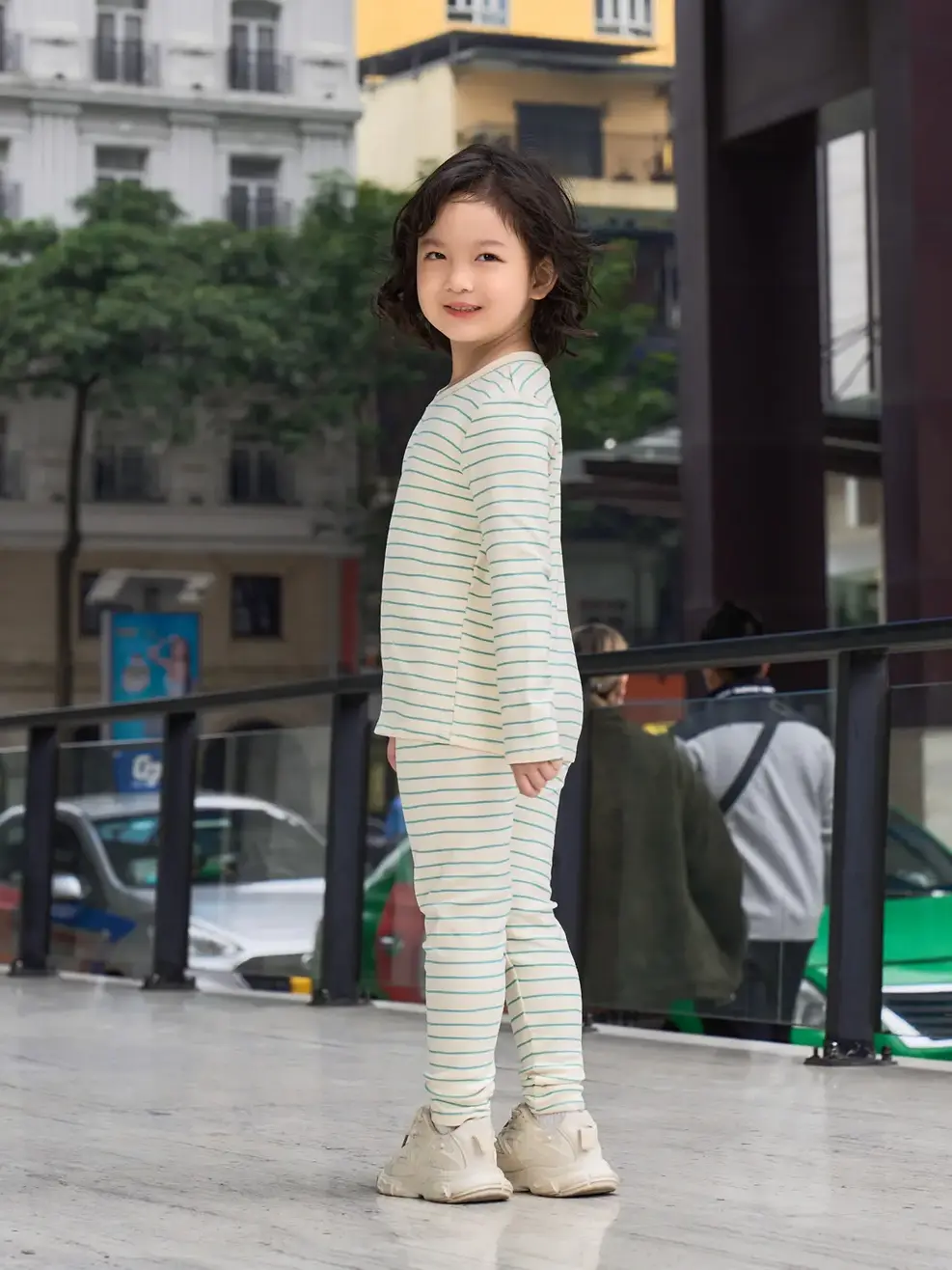 Bộ đồ kid kẻ gợn sóng - Kẻ be - 6