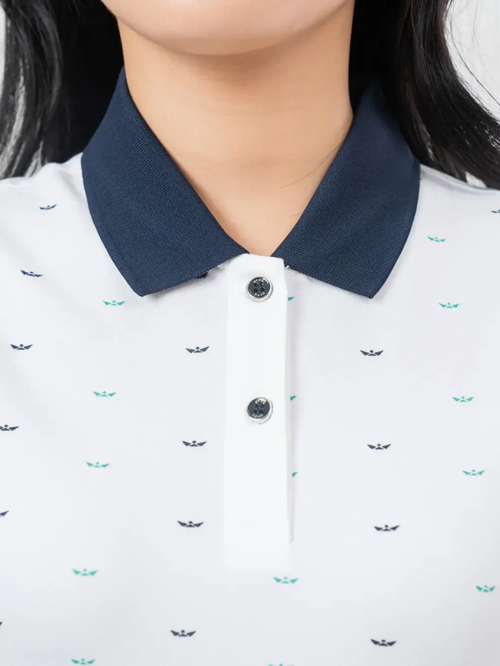 Áo Polo Nữ Mắt Chim In Thuyền Phối Màu - Trắng - S