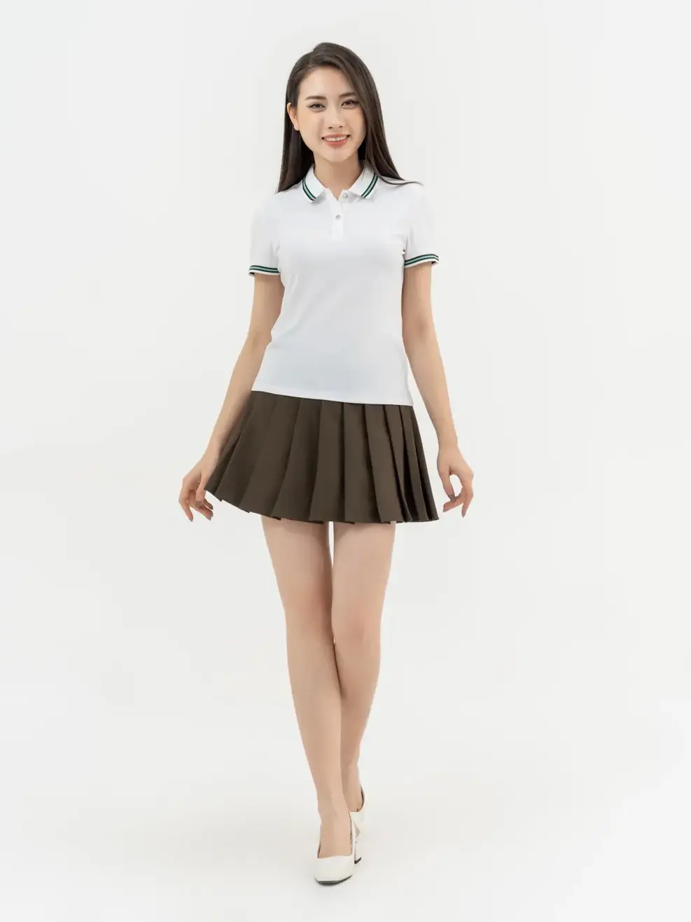 Polo Nữ Airycool Phối Cổ - Trắng - S