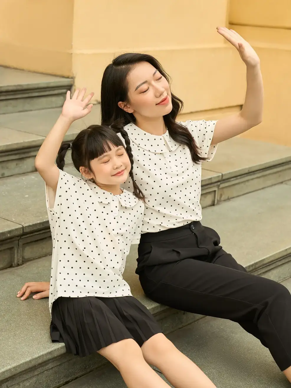 Áo polo nữ mắt chim chấm bi cổ sen - Trắng - S