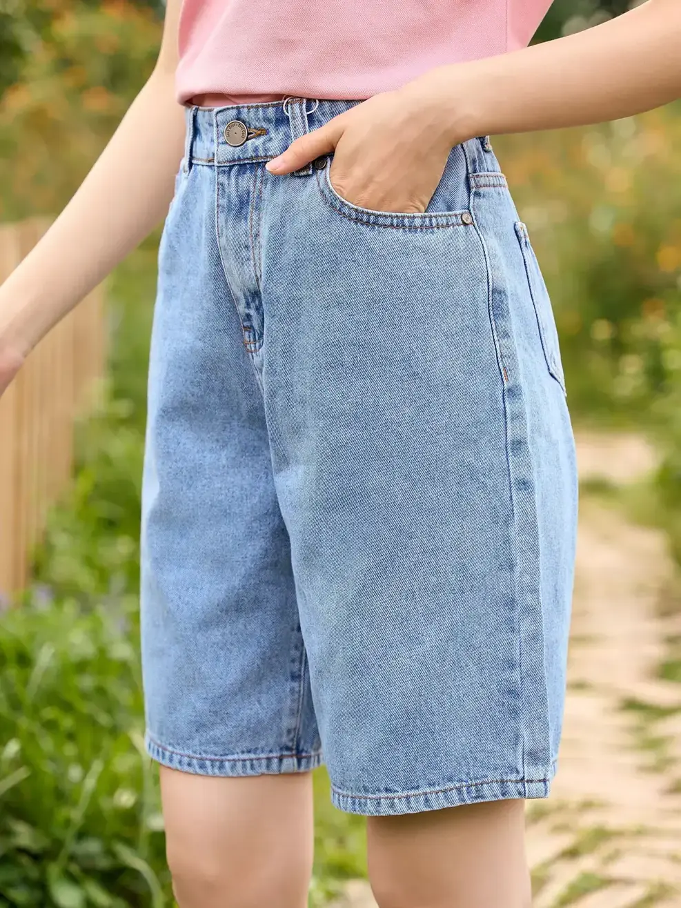 Quần Short Jeans Bermuda Lưng Cao (SJN3052) - Màu chàm 003 - 26