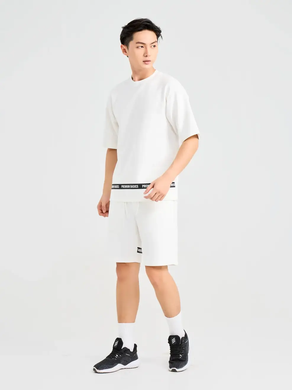 Đồ Bộ Nam Dải Text - Trắng - M