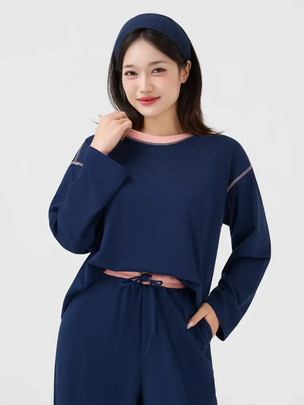 Bộ Đồ Nữ Dáng Suông Phối Màu - Tím Than 058 - XS