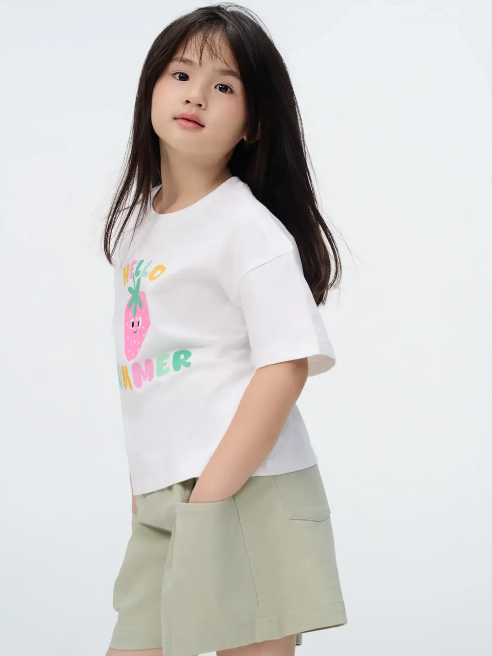 Áo Phông Bé Gái Hello Summer - Trắng 001 - 110