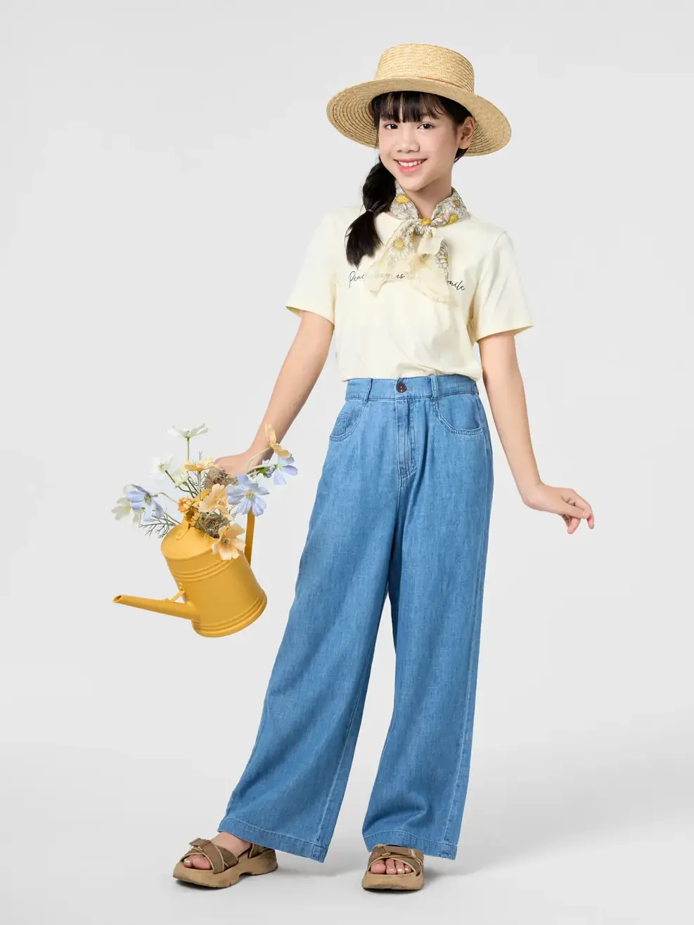 Quần Jeans Kid Nữ Giấy Ống Rộng - Màu chàm 003 - 8-9