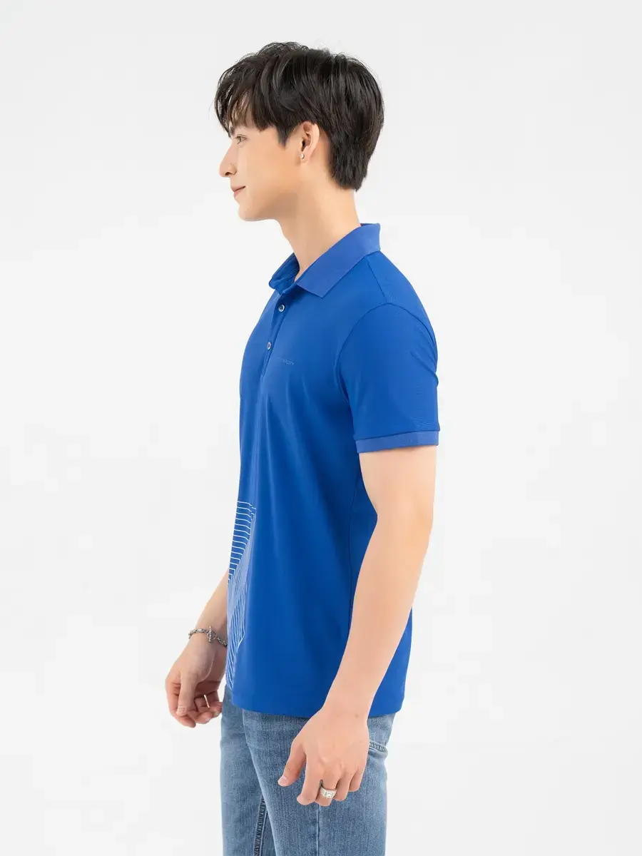 Polo Thể Thao Nam Airycool In Họa Tiết Thân Trước - Xanh coban - 2XL