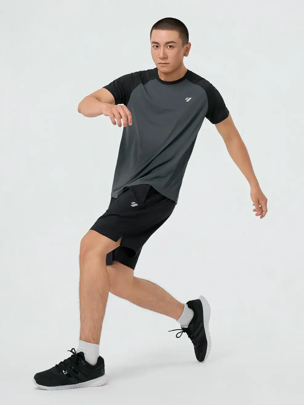 Áo Phông Thể Thao Tay Raglan Phối Màu - Than chì 002 - M