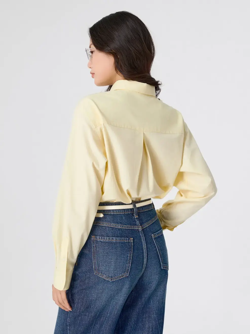 Áo Sơ-mi Loose fit cotton - Màu vàng 001 - S
