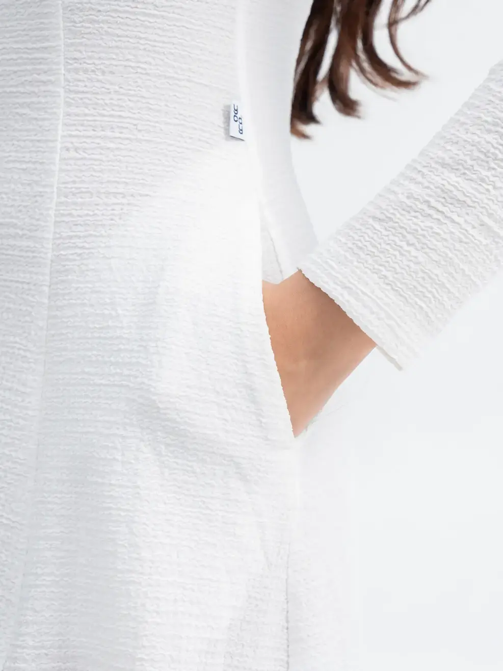 Đầm Đông Nữ Tay Dài Cổ Vuông - Trắng - S