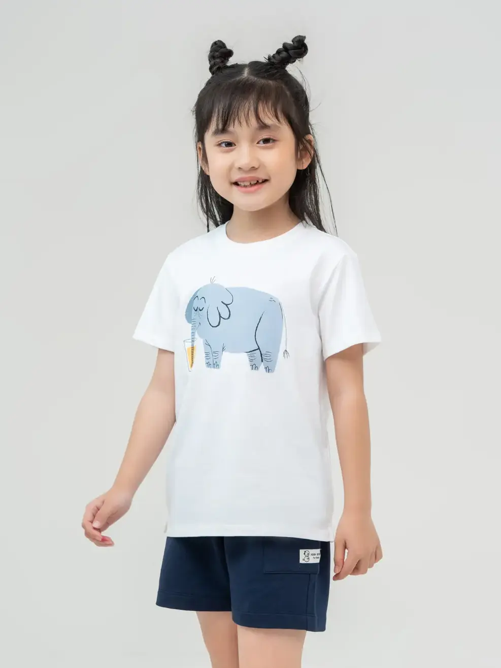 T-shirt Kid In Chú Voi Cotton Usa - Trắng 1 - 2