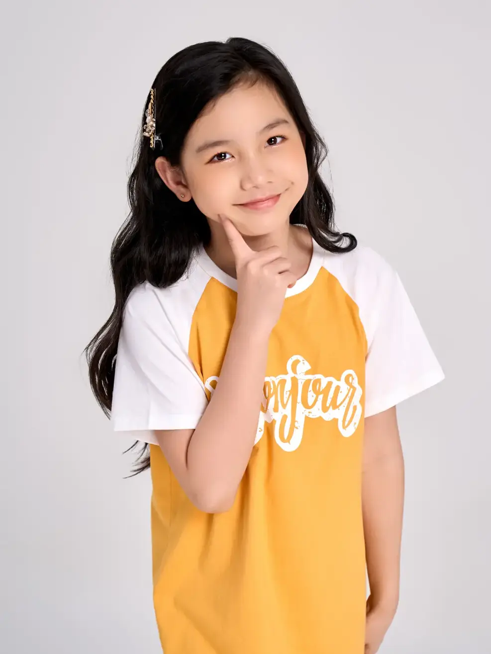 Váy trẻ em phối tay Raglan - Vàng - 14