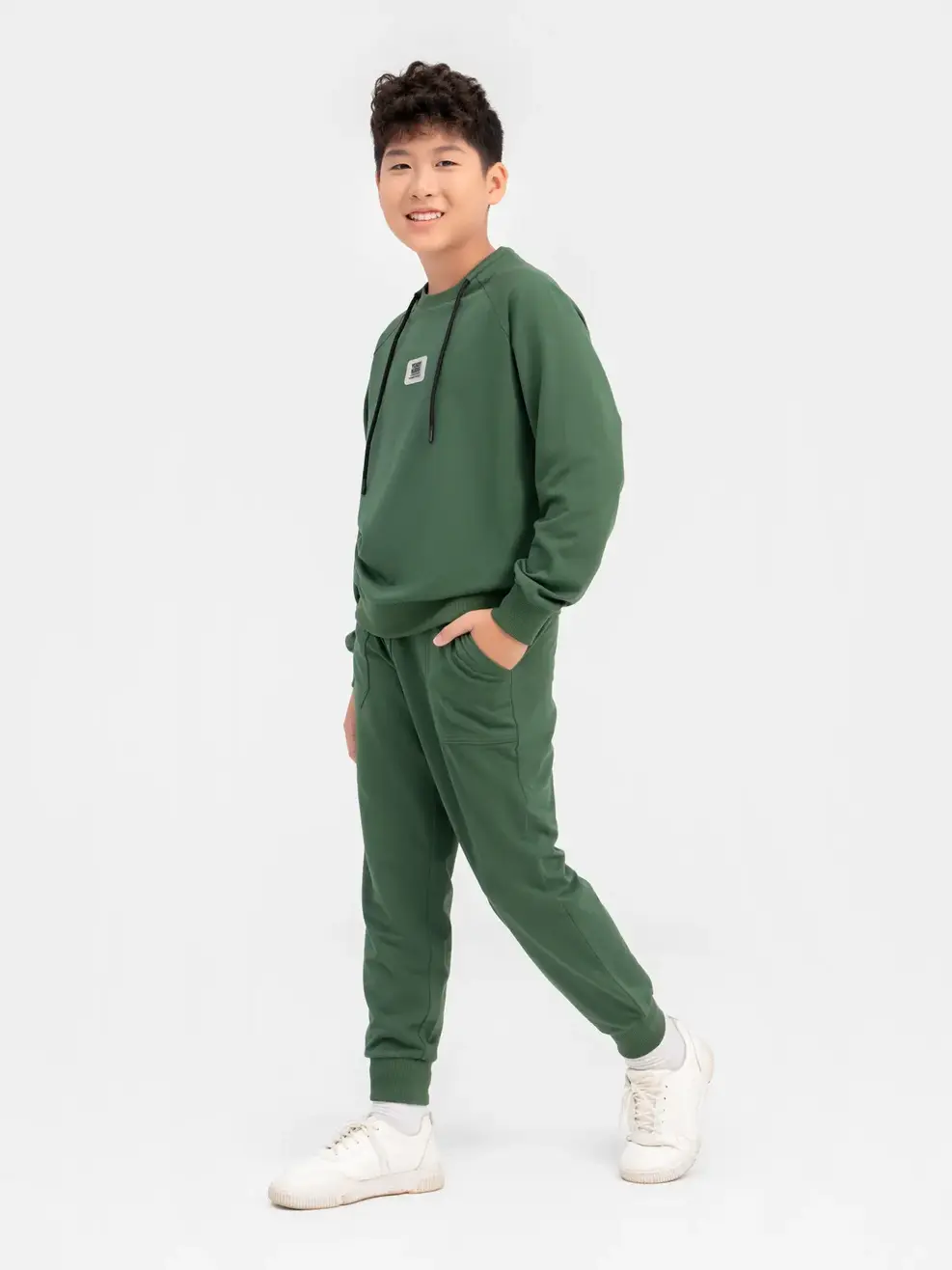 Bộ Đồ Thu Đông Kid Dây Luồn Ở Cổ - Xanh rêu - 10
