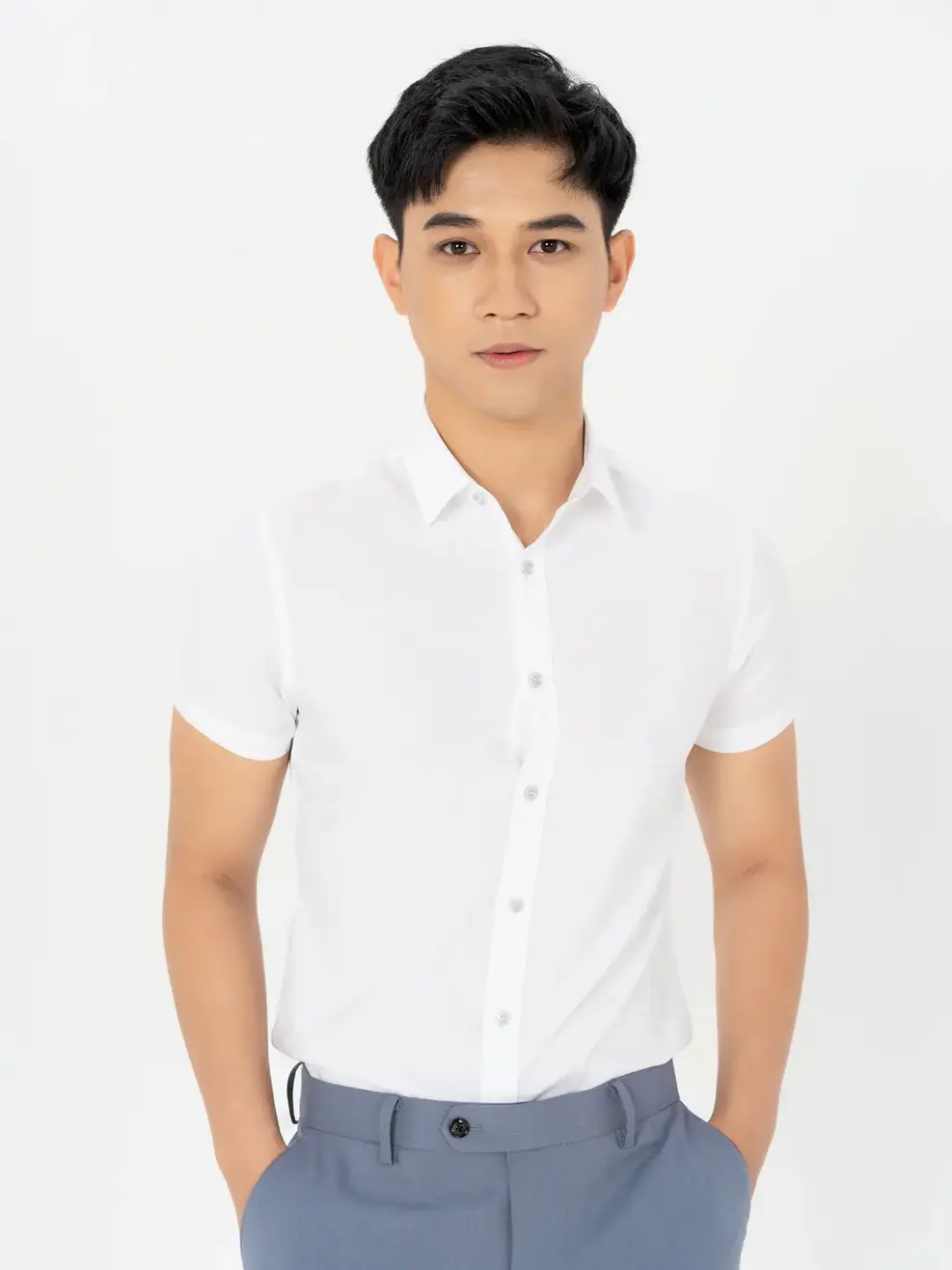 Sơ mi Nano cộc tay Slim - Trắng - L