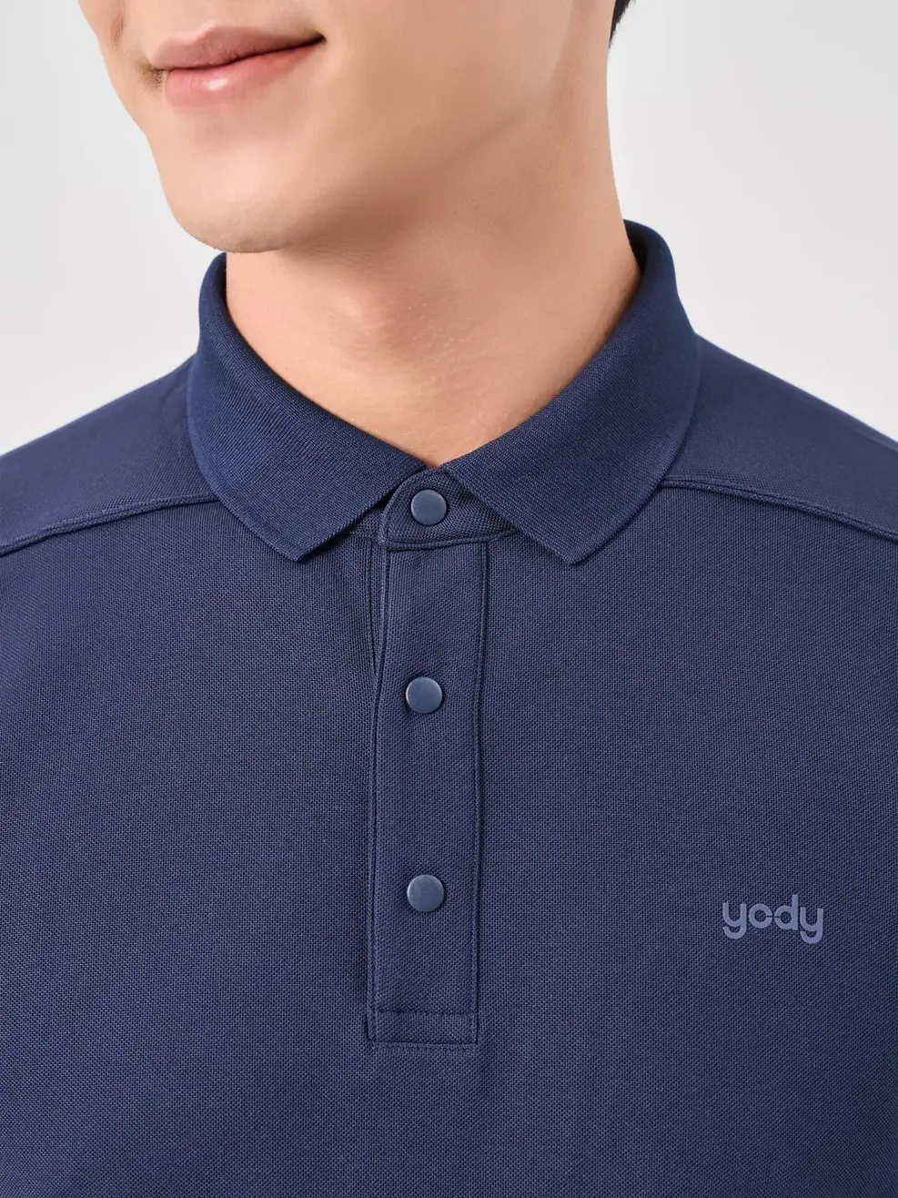 Áo Polo Nam Cafe Tổ Ong Nẹp Cúc Cúc Bấm - Navy - M