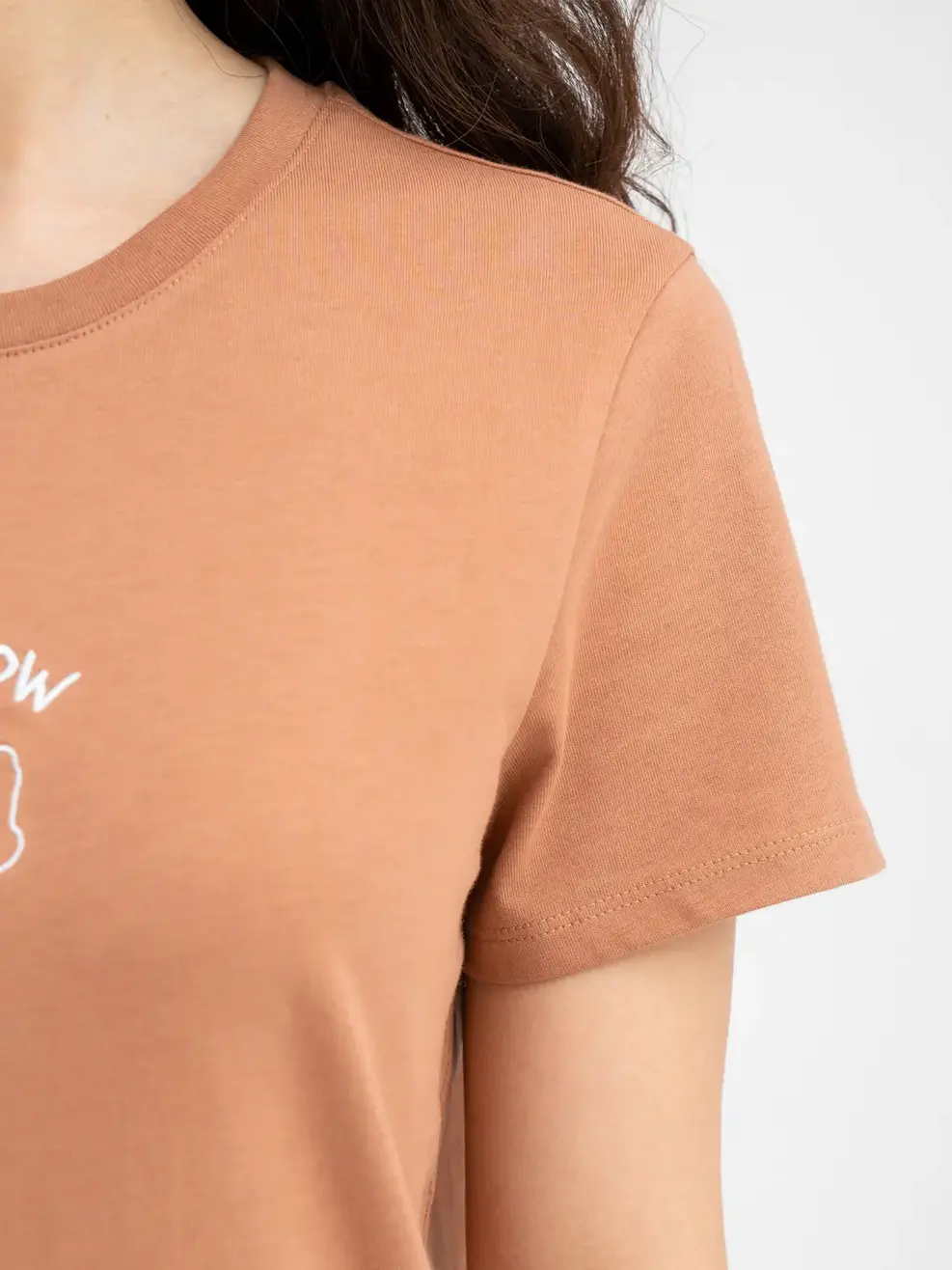 T-shirt Nữ Thêu Chữ Right Now Cotton Usa - Nâu - L