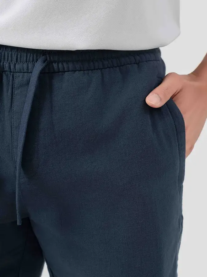 Quần Short Nam Đũi Cạp Chun Dây Rút - Tím than - 29