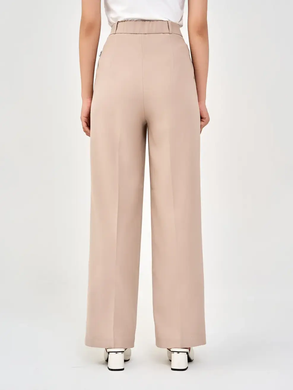 Quần Tây Nữ Ống Đứng Chun Cạp Sau - Ghi be - S