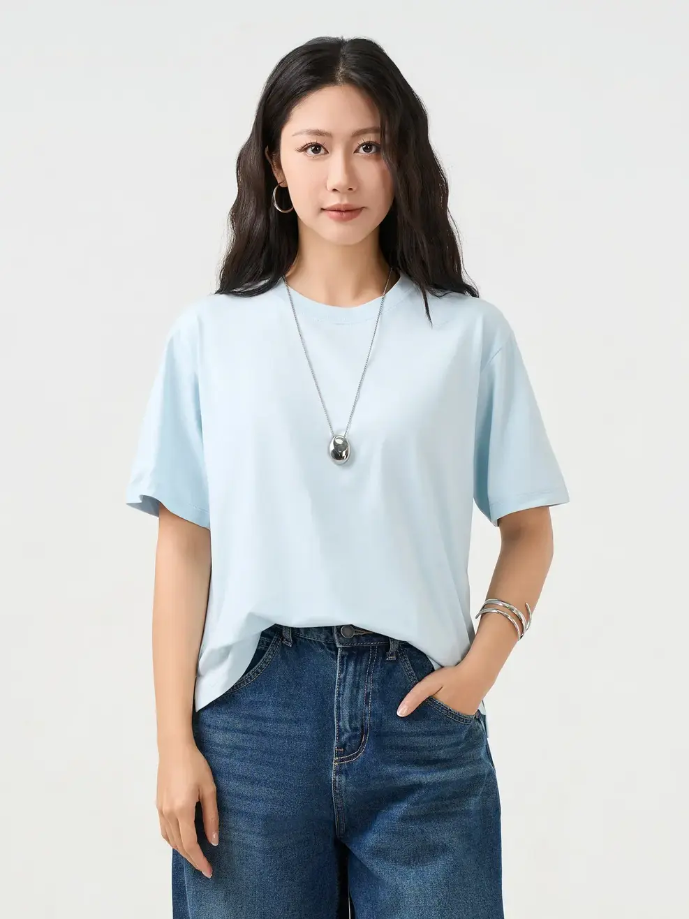 Áo Phông Nữ Boxy - BLUE 018 - XS