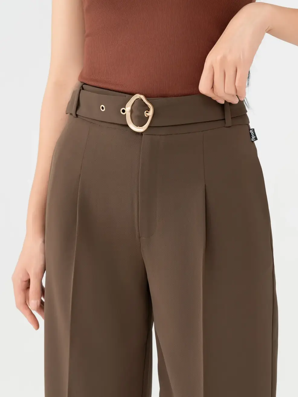 Quần Âu Nữ Đứng Kèm Thắt Lưng Bản To - Nâu đậm - S