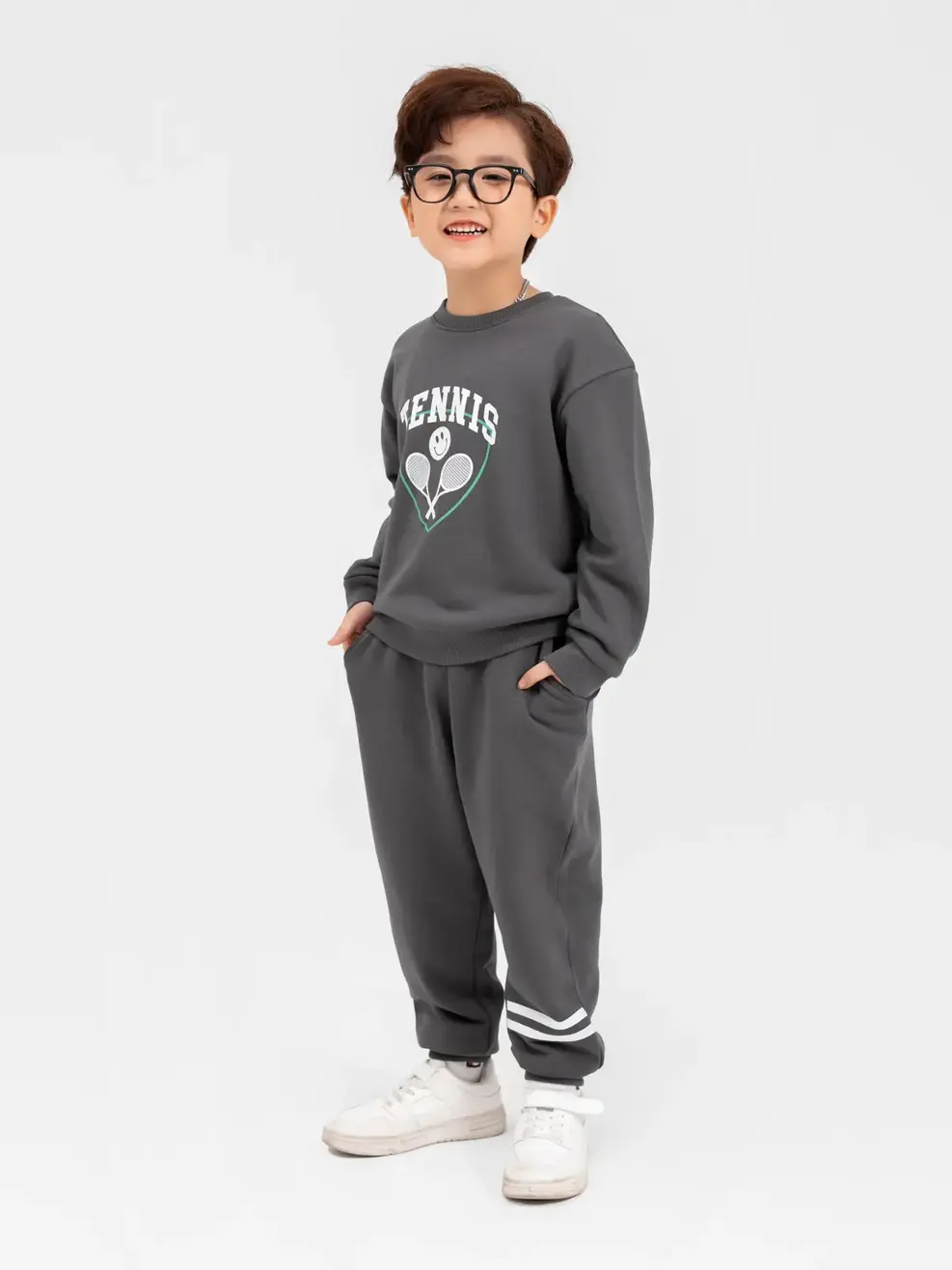 Bộ Đồ Thu Đông Kid Tennis - Ghi - 2
