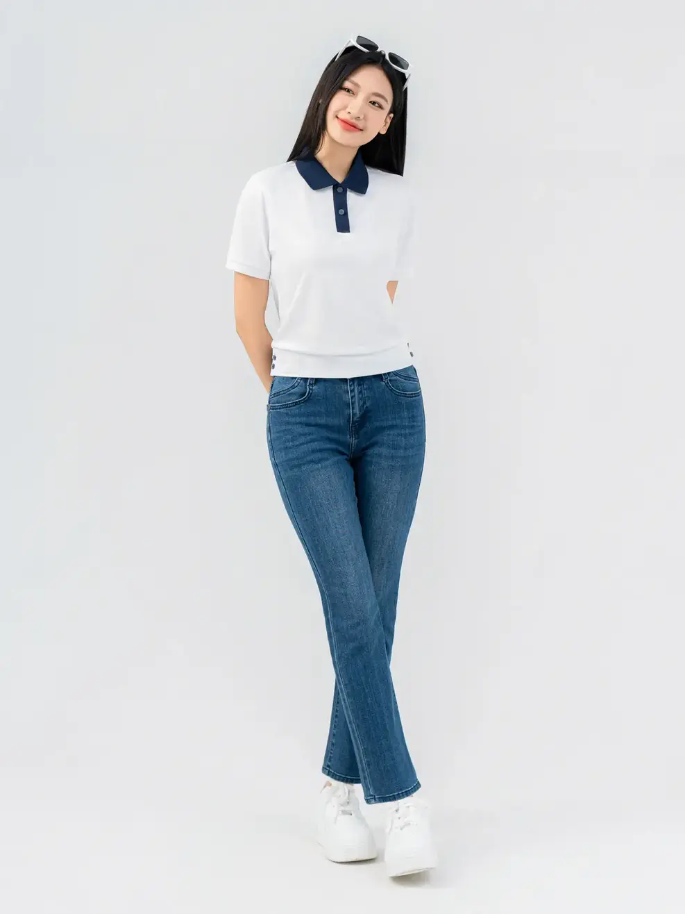 ÁO POLO NỮ GẤU BO - Trắng. - M