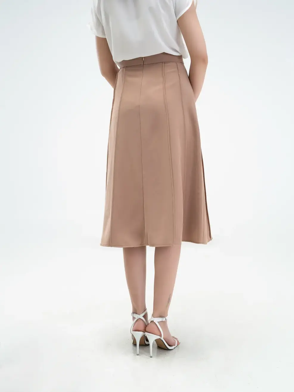 Chân váy nữ xòe mí gân - Nâu - S