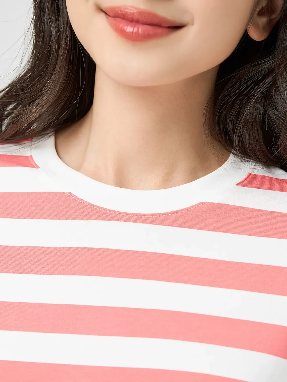 Bộ Đông Nữ Phối Áo Kẻ - Hồng - S