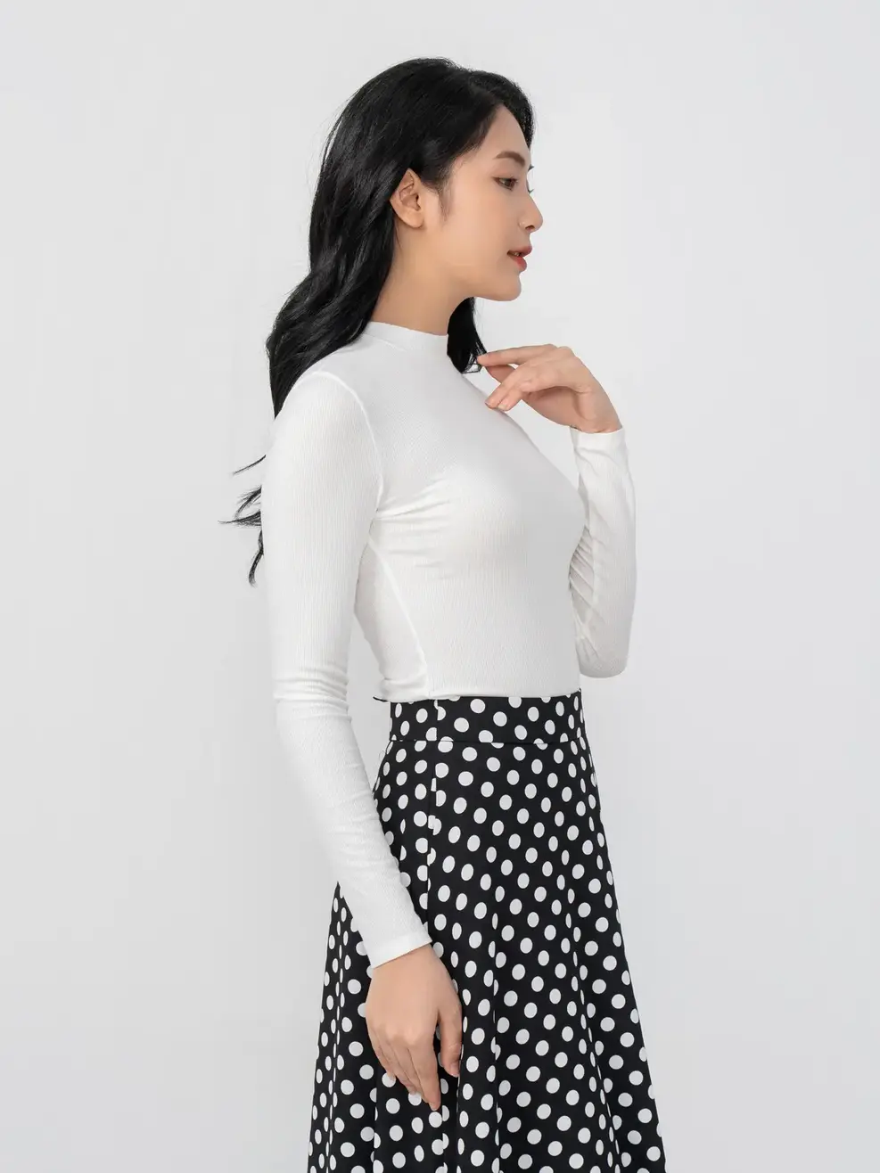 Áo Thu Đông Nữ Thun Zip Dáng Ôm - Trắng - S