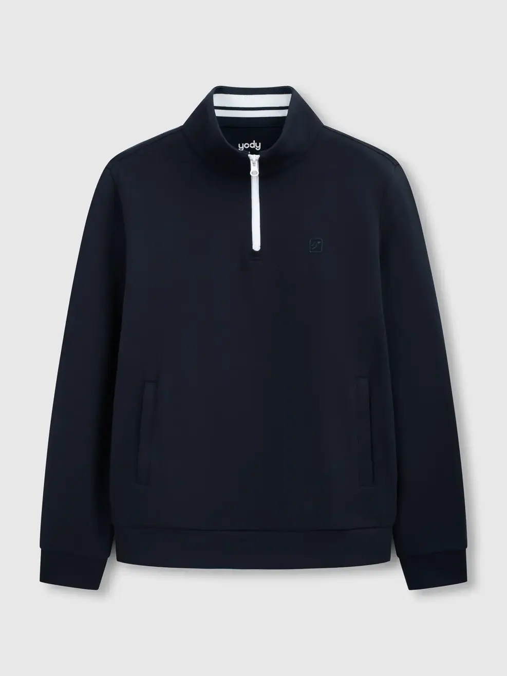 Bộ Đồ Nỉ Nam Cổ Cạp Phối Bo Dệt Kẻ - Navy 001 - M
