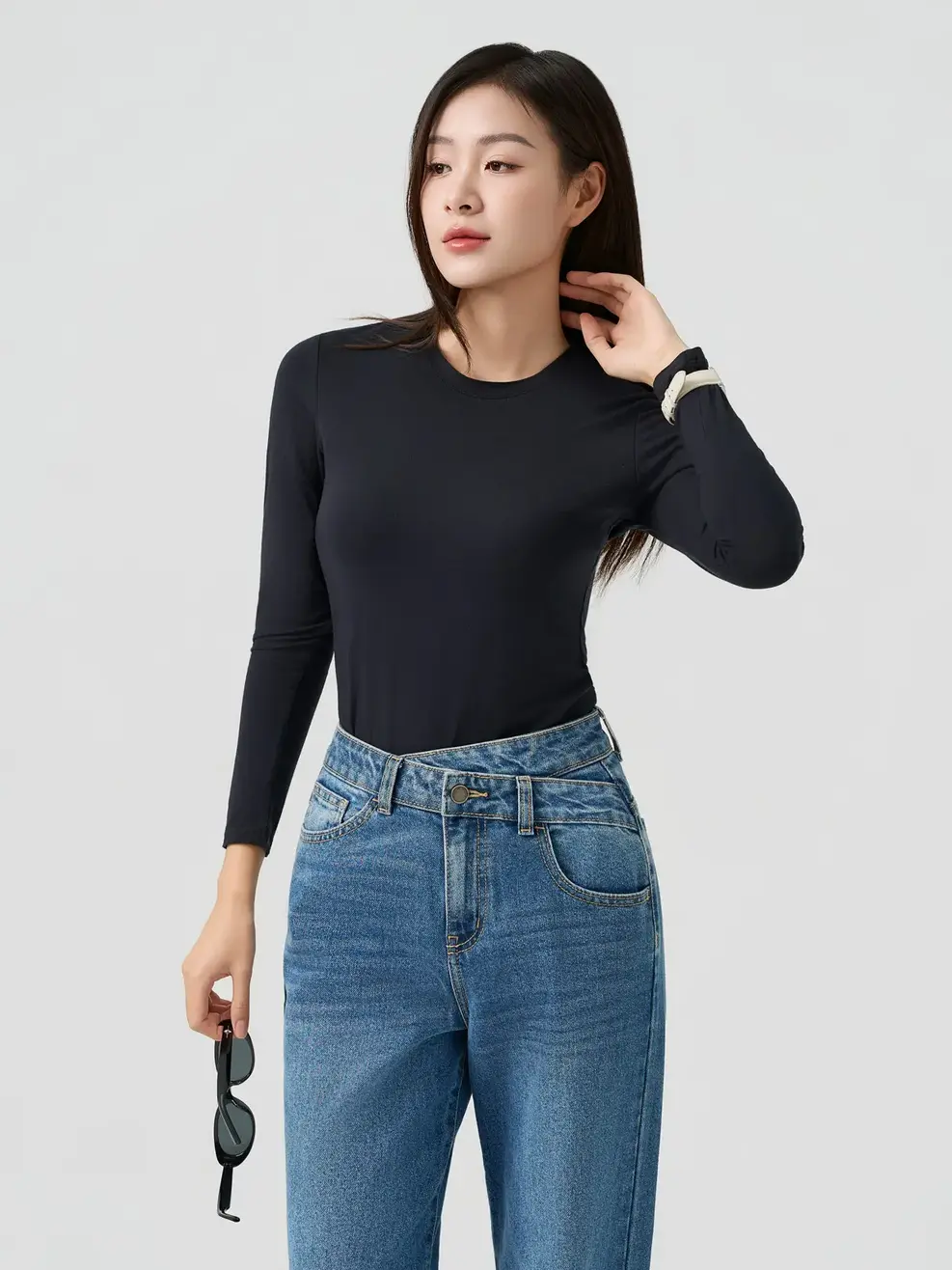 Áo Body Giữ Nhiệt Bamboo Cổ Tròn - Đen 006 - S