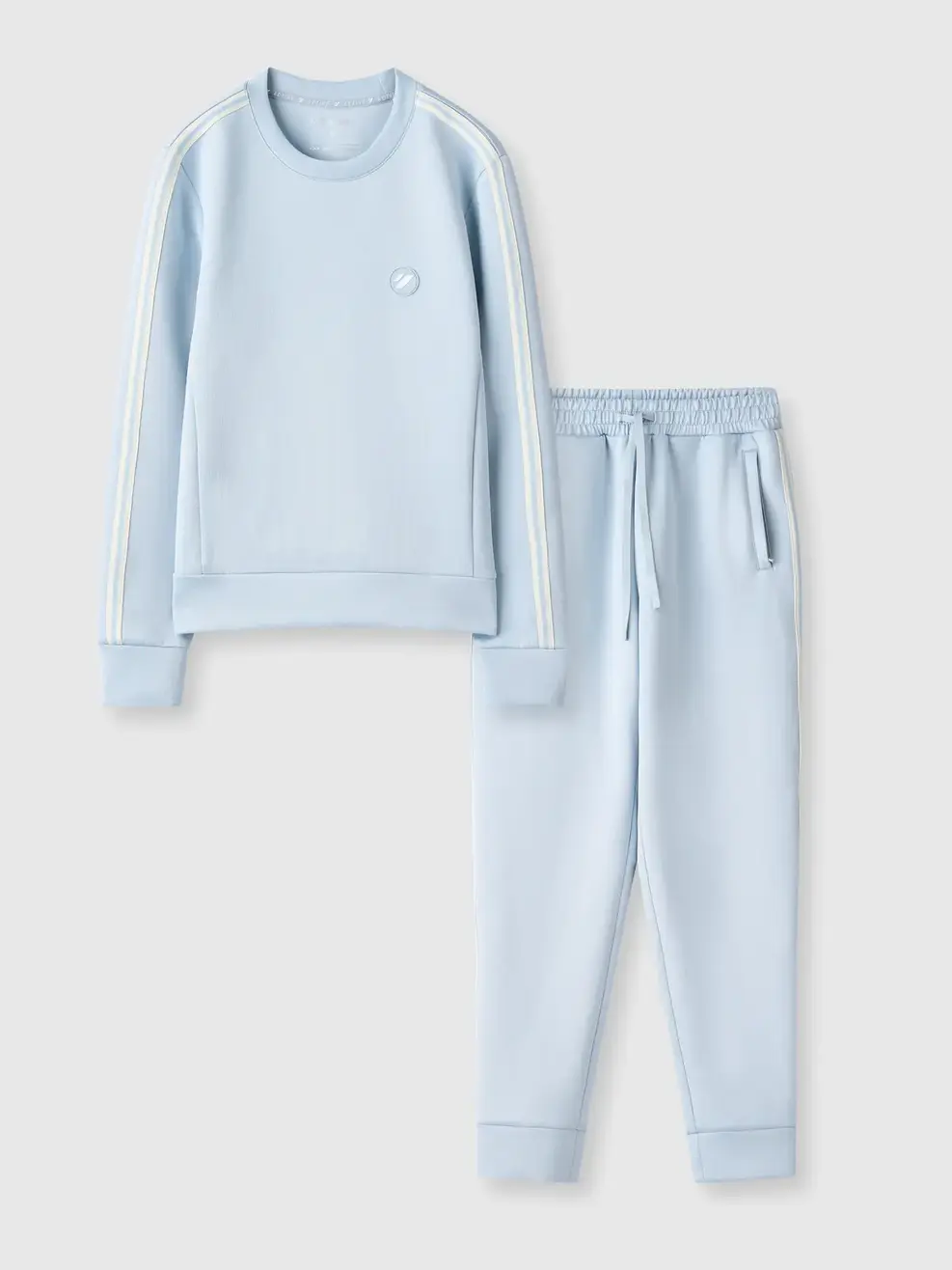 Bộ Đồ Double Face Cổ Tròn Phối Dây Dệt -  Xám 193 - S