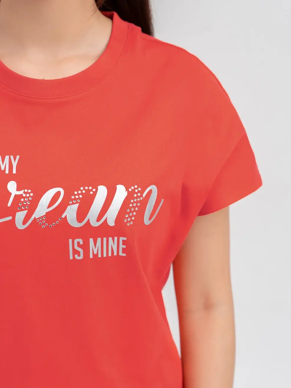 Đồ Bộ Nữ Sooc Tay Rơi Đính Đá 100% Cotton - Hồng - S