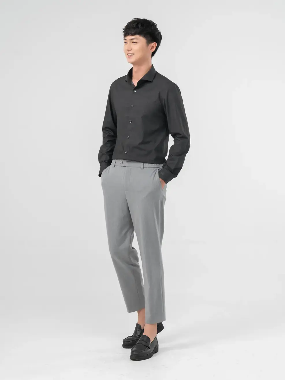 Sơ Mi Dài Tay Bamboo Kẻ Caro - Đen - M