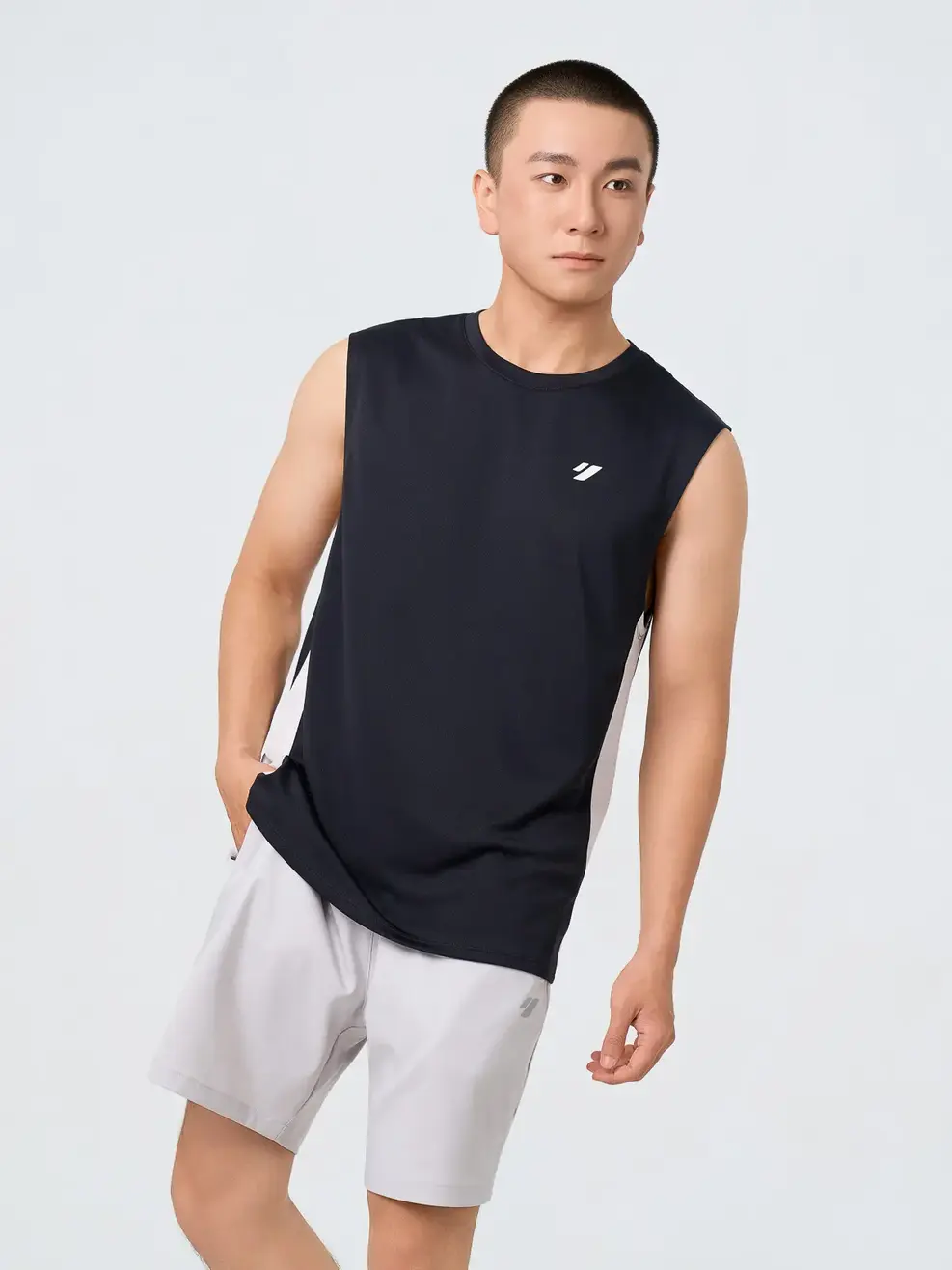 Áo Ba Lỗ Thể Thao Vai Chờm Phối Sườn - ĐEN 002 - M