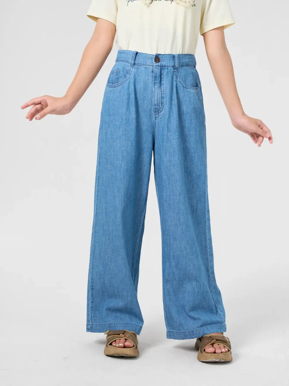 Quần Jeans Kid Nữ Giấy Ống Rộng - Màu chàm 003 - 8-9