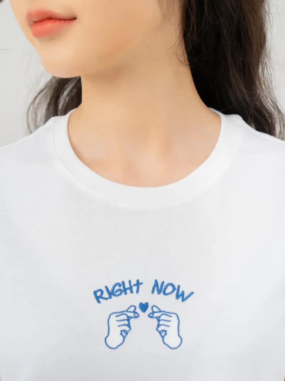 T-shirt Nữ Thêu Chữ Right Now Cotton Usa - Trắng 1 - S